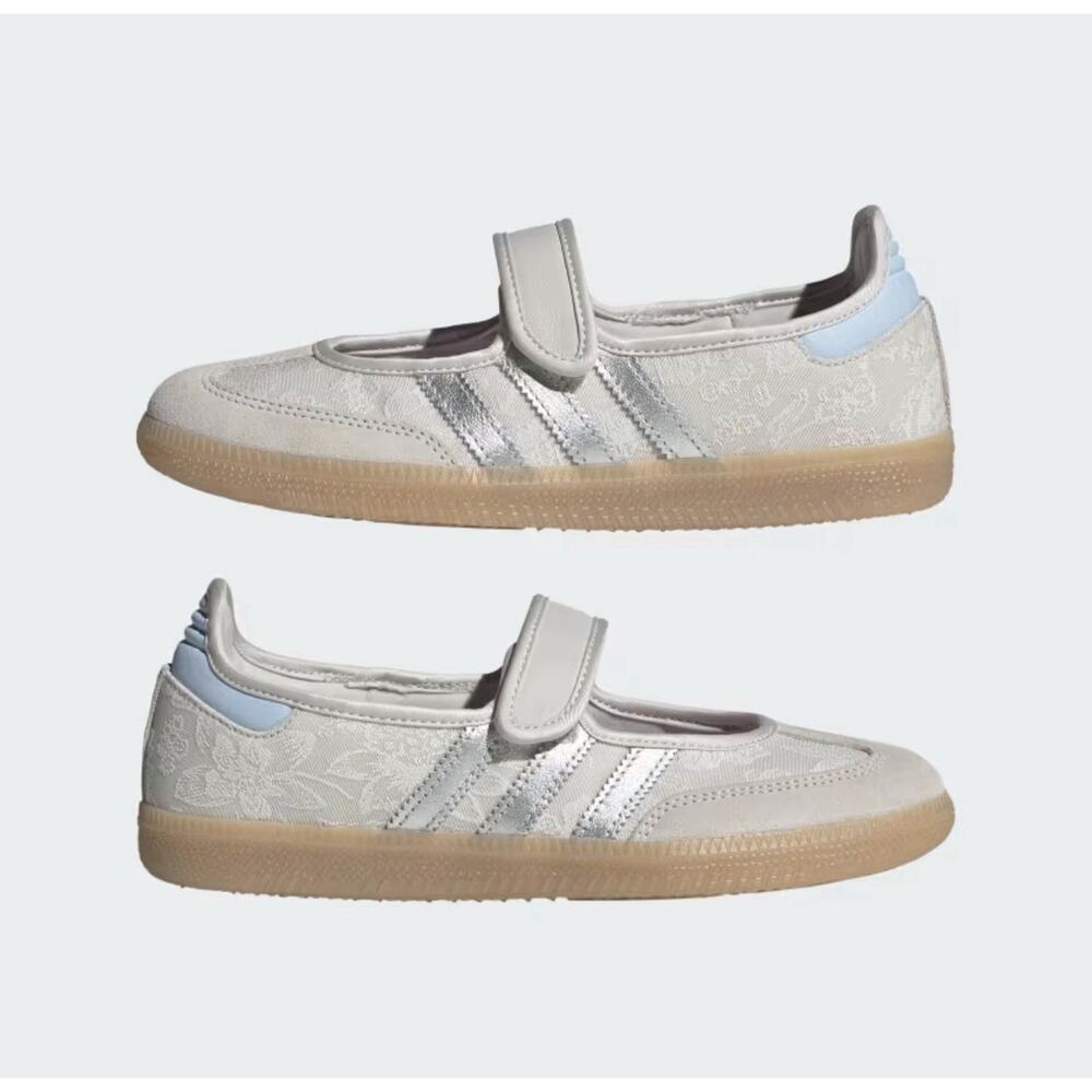 NWB adidas Mary Jane SAMBA OG X LIBERTY LONDON Chalk Pearl Silver Metallic Sz 9 - Picture 8 of 10